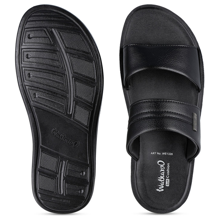 Walkaroo Men's Office Wear Sandals - WE1328 Black