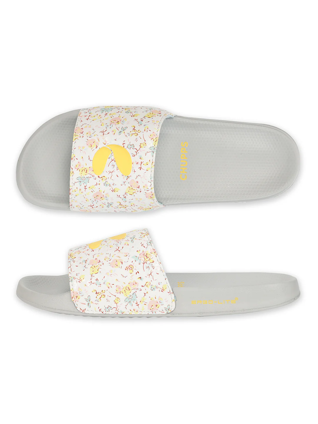 Chupps Grace White Yellow Sliders