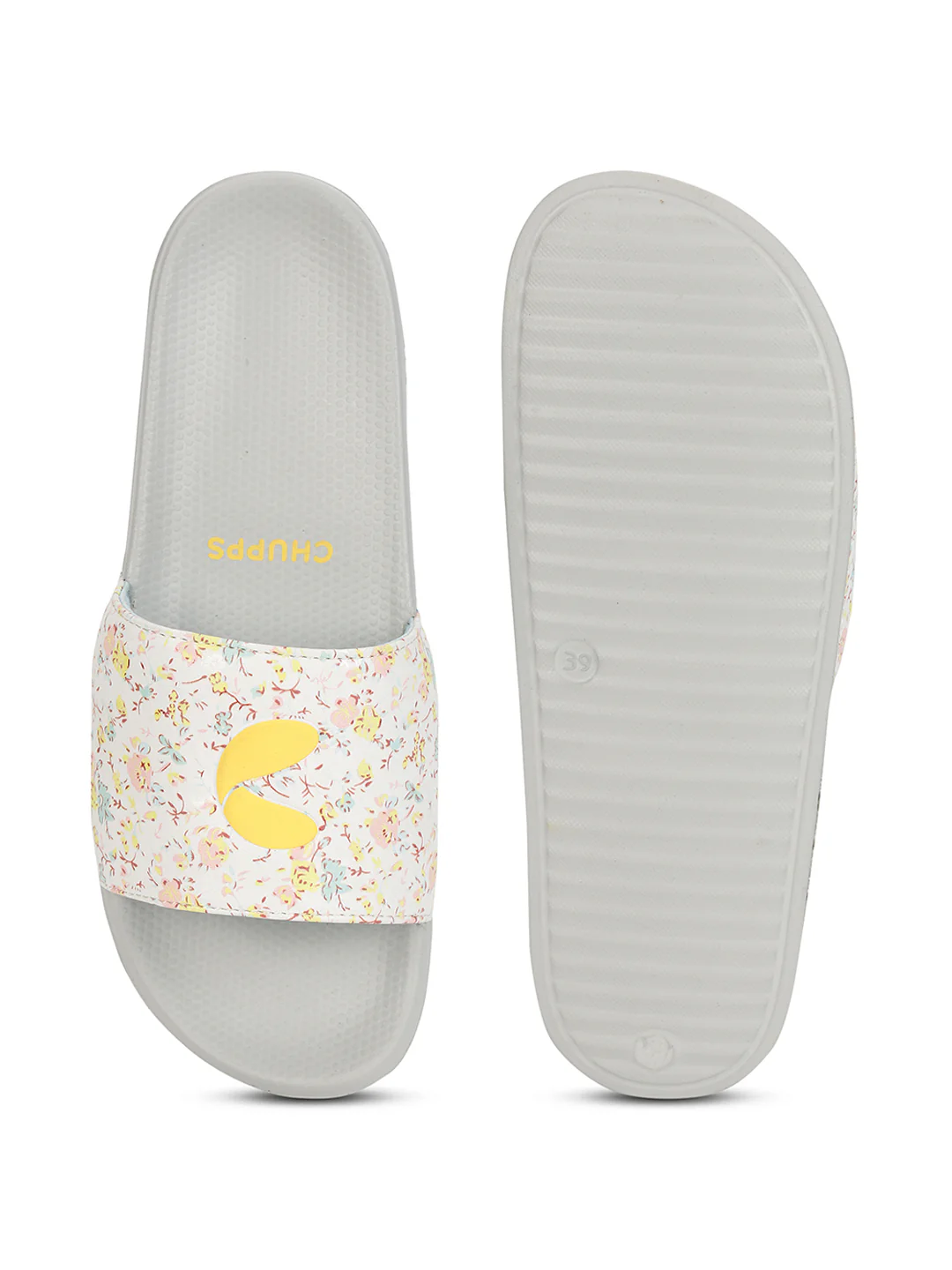 Chupps Grace White Yellow Sliders