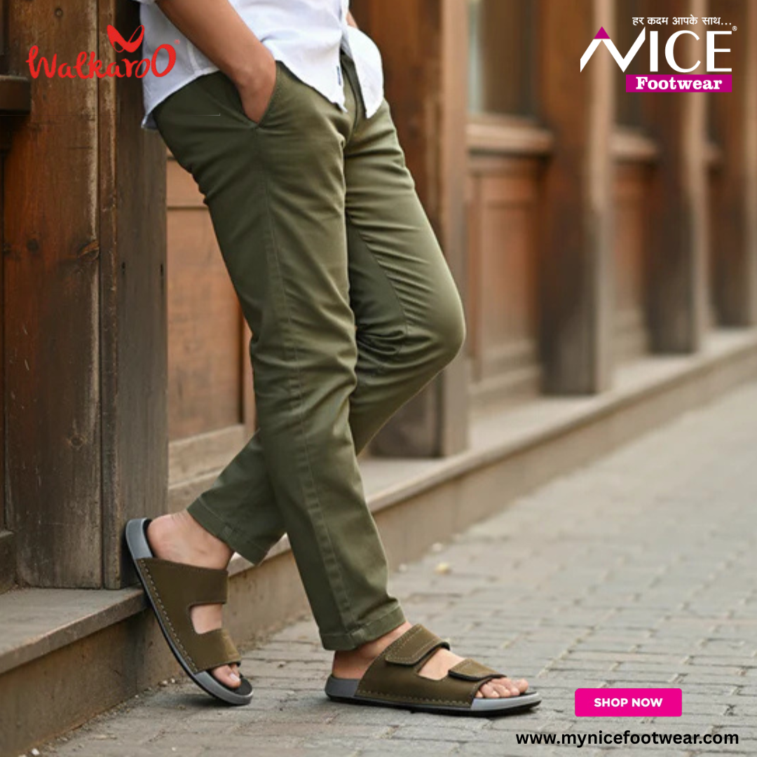 new post Walkaroo Men's Daily Wear Comfort Sandals - WGP53032 Olive