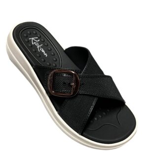 Kickonn Women Black cross-strap platform sandal