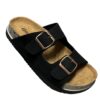 Kickonn Women Black Dual-Strap Slip-On Flat.