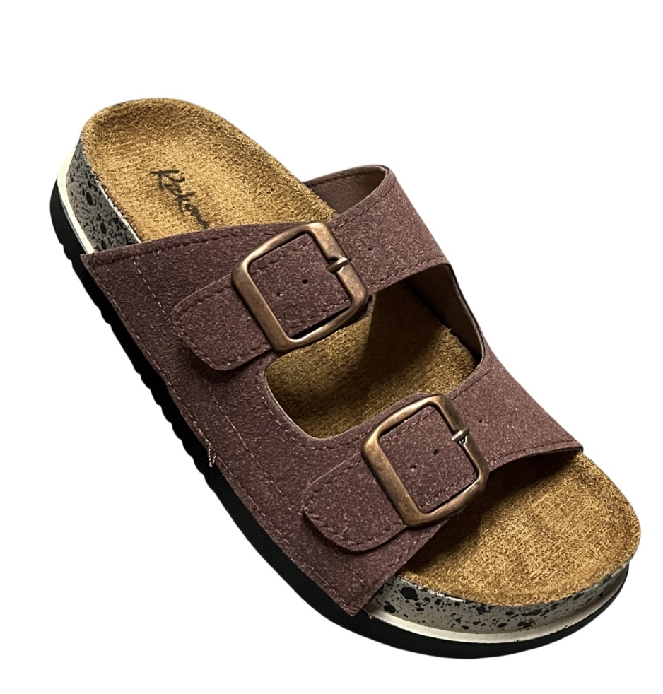 Kickonn Women Purple Dual-Strap Slip-On Flat.