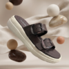ALZADO Women BROWN Dual-Strap Slip-On Flat.