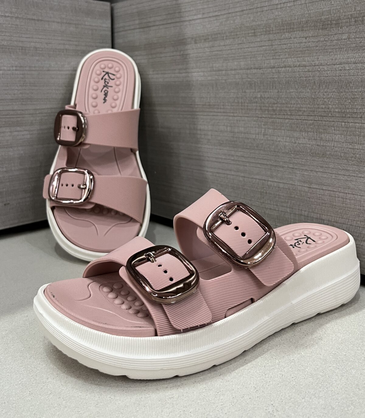 Kickonn Women PEACH Dual-Strap Slip-On Flat.