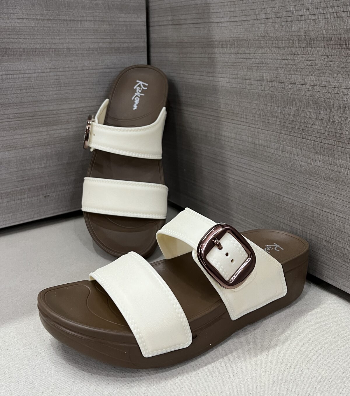 Kickonn Women CREAR Dual-Strap Slip-On Flat.