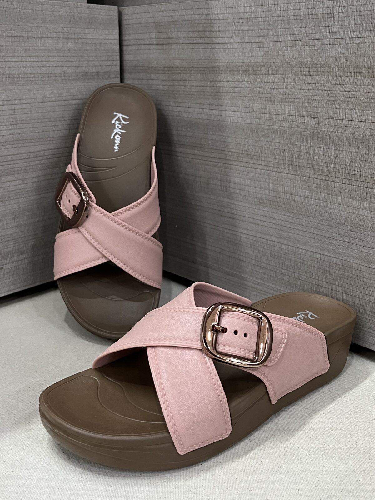 Kickonn Women PEACH Dual-Strap Slip-On Flat.