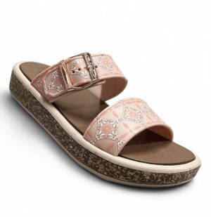 Kickonn Women S.PINK Dual-Strap Slip-On Flat.