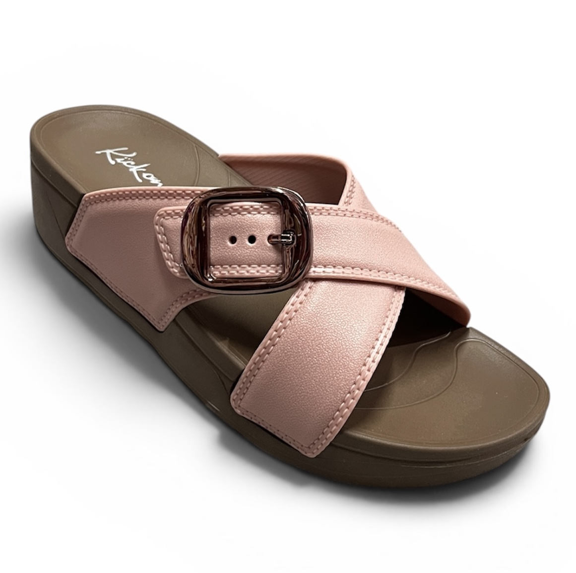 Kickonn Women PEACH Dual-Strap Slip-On Flat.