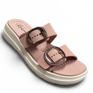 Kickonn Women PEACH Dual-Strap Slip-On Flat.