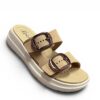 Kickonn Women BROWN Dual-Strap Slip-On Flat.