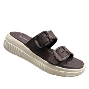 ALZADO Women BROWN Dual-Strap Slip-On Flat.