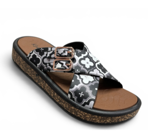 KICKONN WOMEN BLACK CROSS-STRAP PLATFORM SANDAL