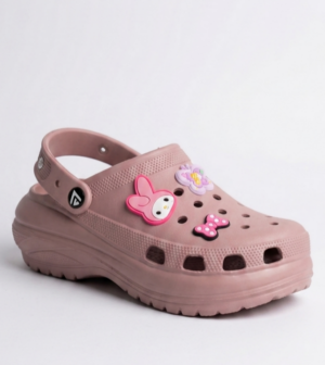 ALZADO Women’s Clogs with Studded Backstrap & Charms Peach CLARA