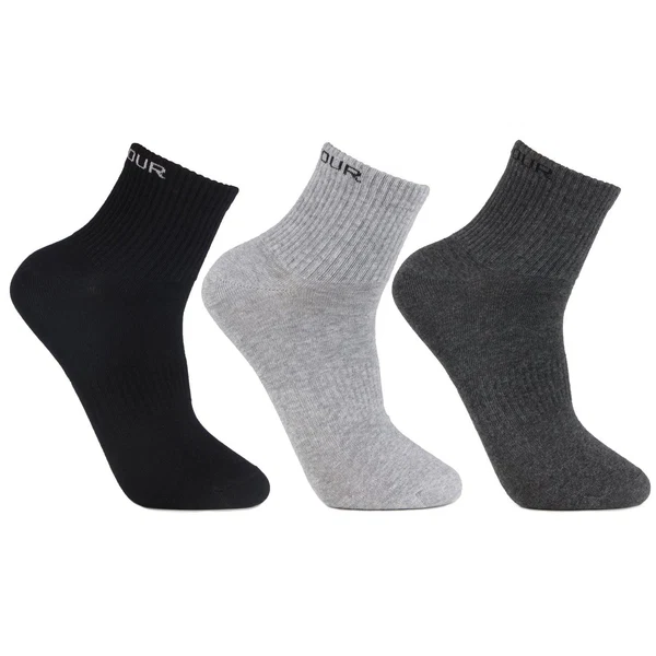 BONJOU Men's Cotton Ankle Sports Socks - Pack Of 3