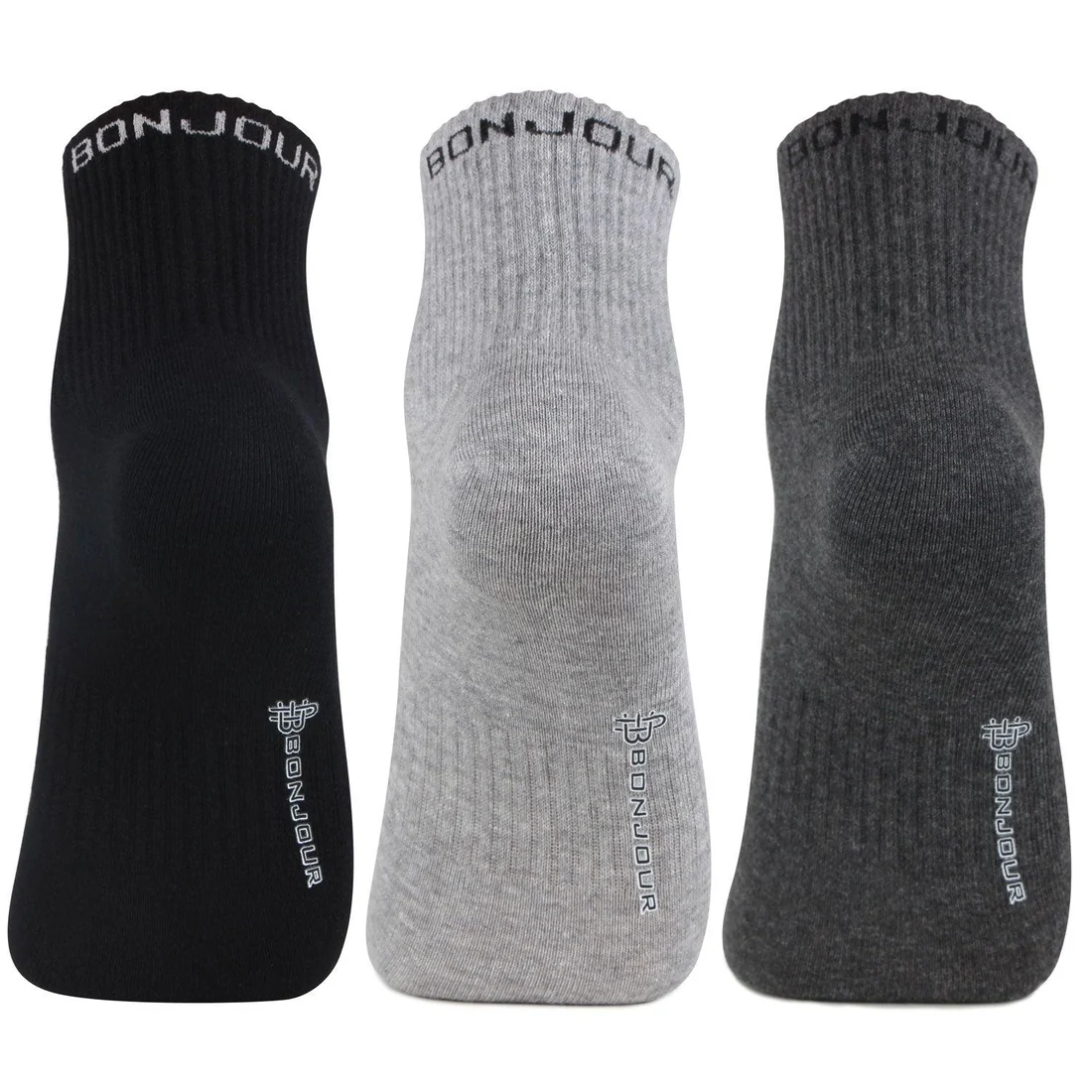 BONJOU Men's Cotton Ankle Sports Socks - Pack Of 3