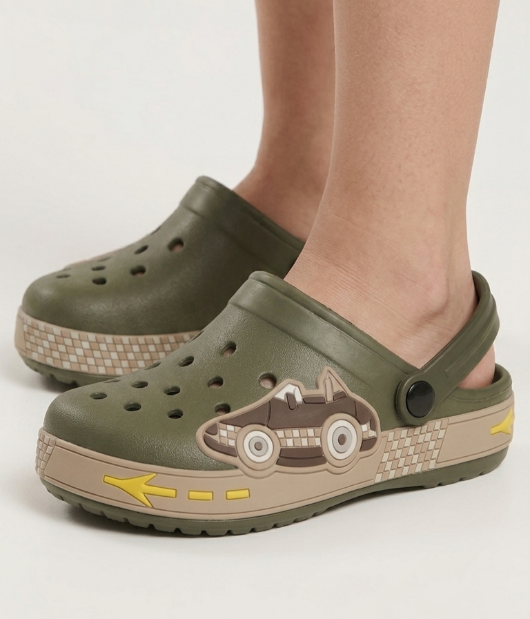 ACCENDO Kids Clogs ALEX Olive/Beige