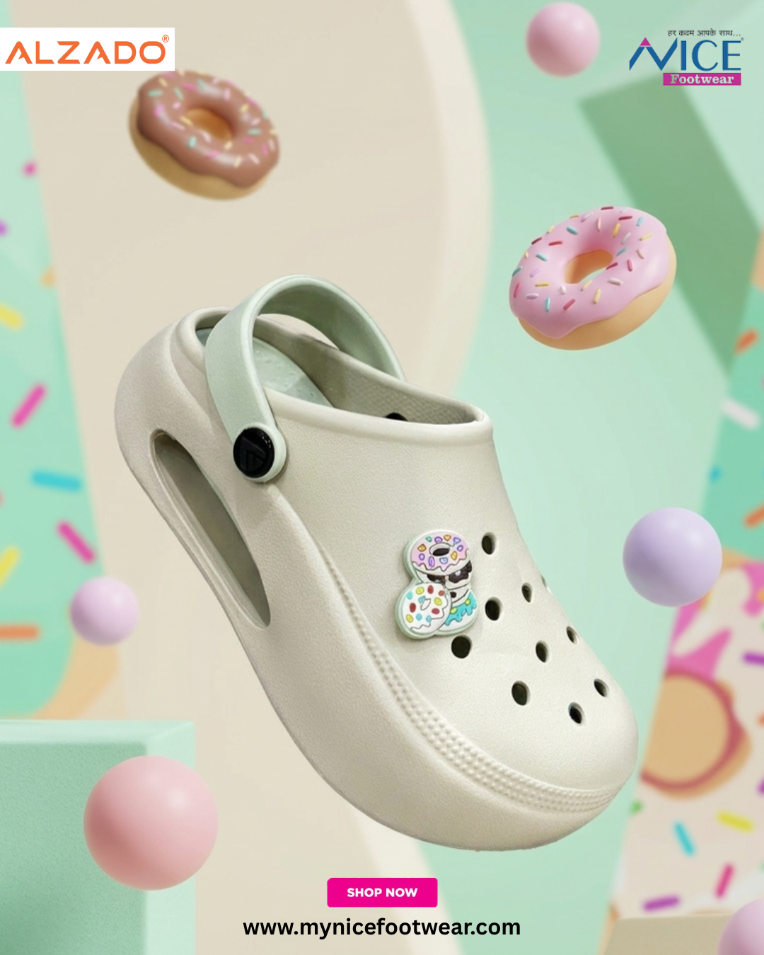 new 2 ALZADO Women’s Clogs BRADY Cream/mint