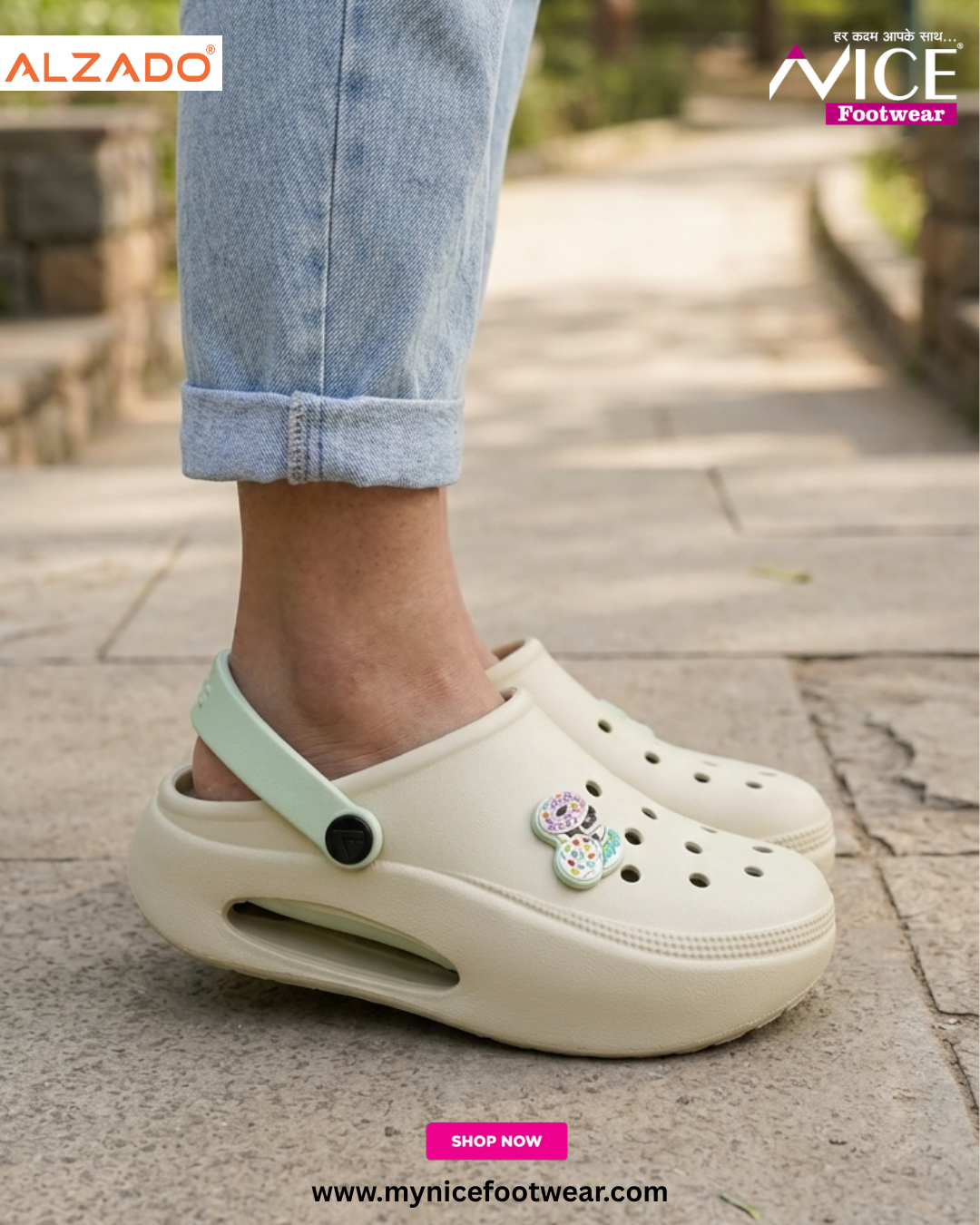 new 4 ALZADO Women’s Clogs BRADY Cream/mint