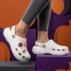 ALZADO Women’s Clogs with Studded Backstrap & Charms White CLARA